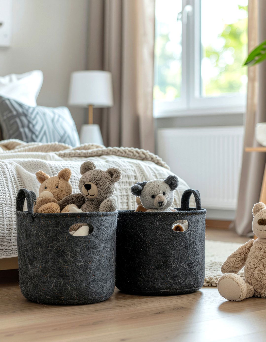 Felt Storage Baskets - 30 bedroom storage boxes