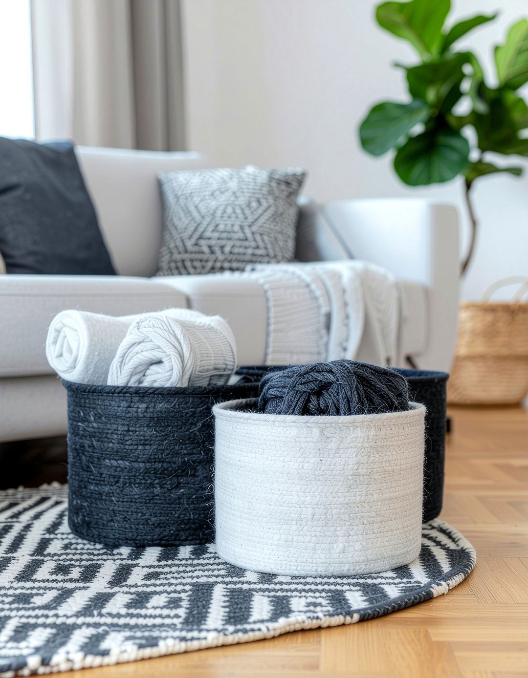 Felt Wool Basket - 30 wool living room ideas
