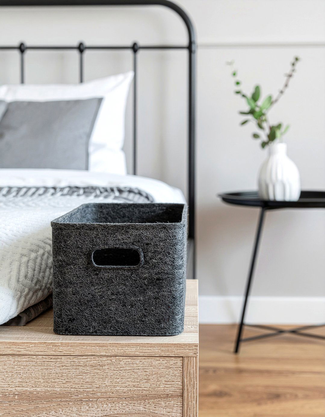 Felt Wool Storage Bin - 30 wool bedroom ideas