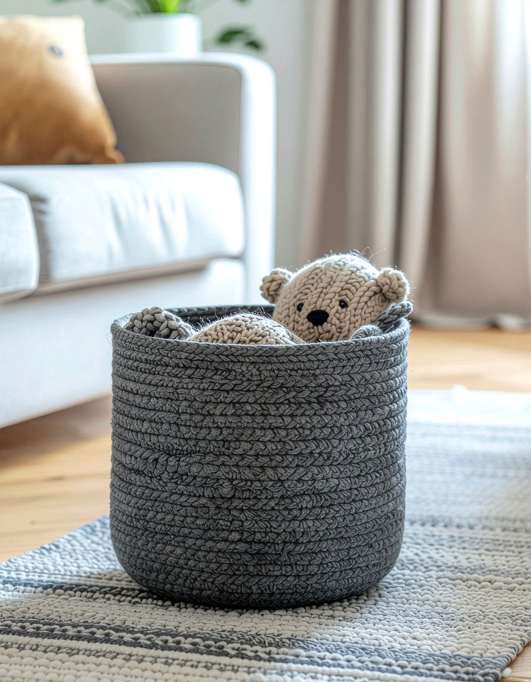 Felt storage bin - 30 living room storage box ideas