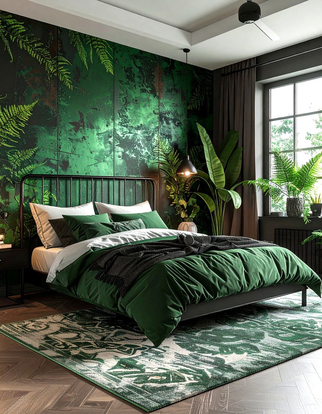 Fern Green Industrial Wallpaper - 30 industrial green bedroom ideas