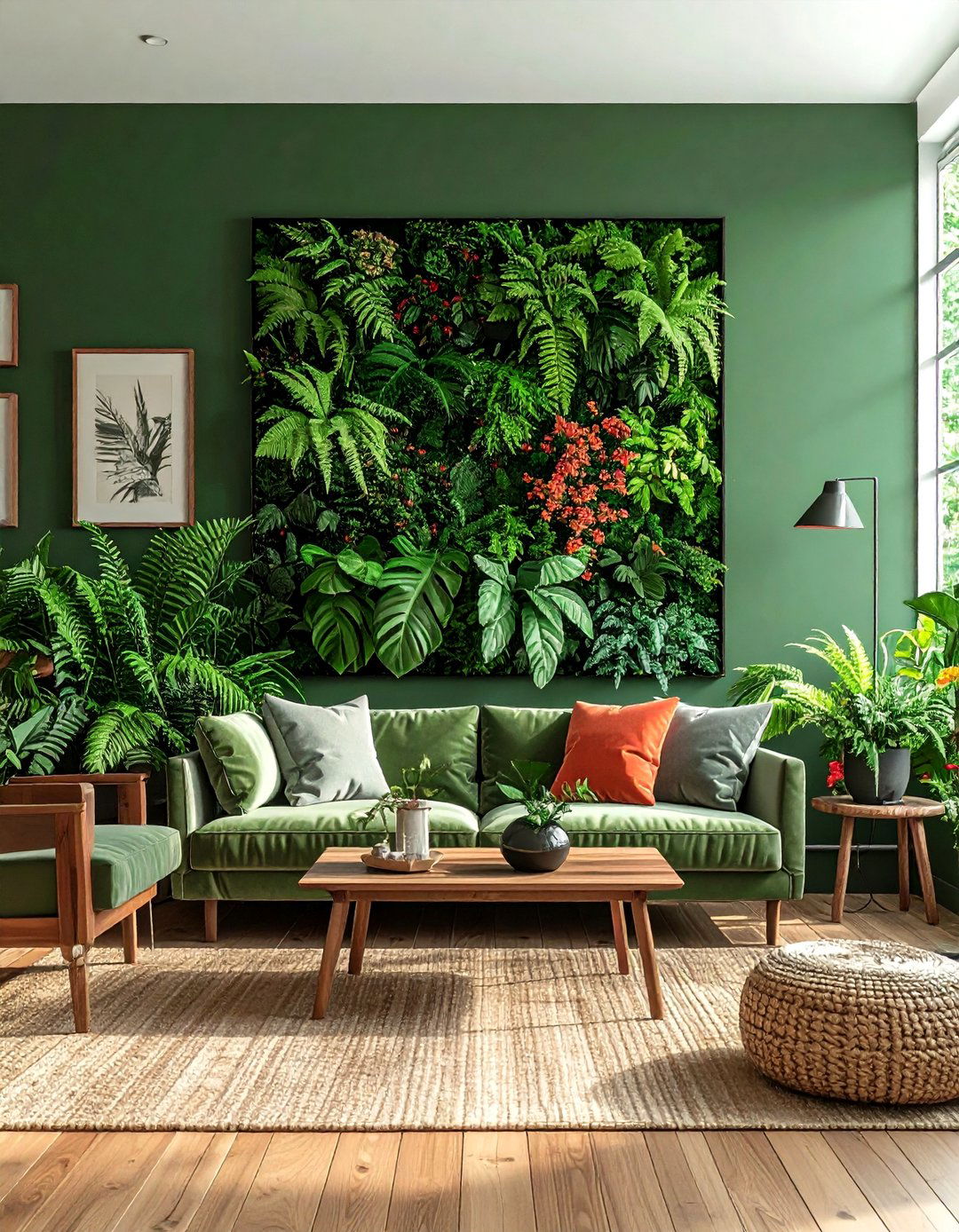 Fern green wall - 30 living room green walls
