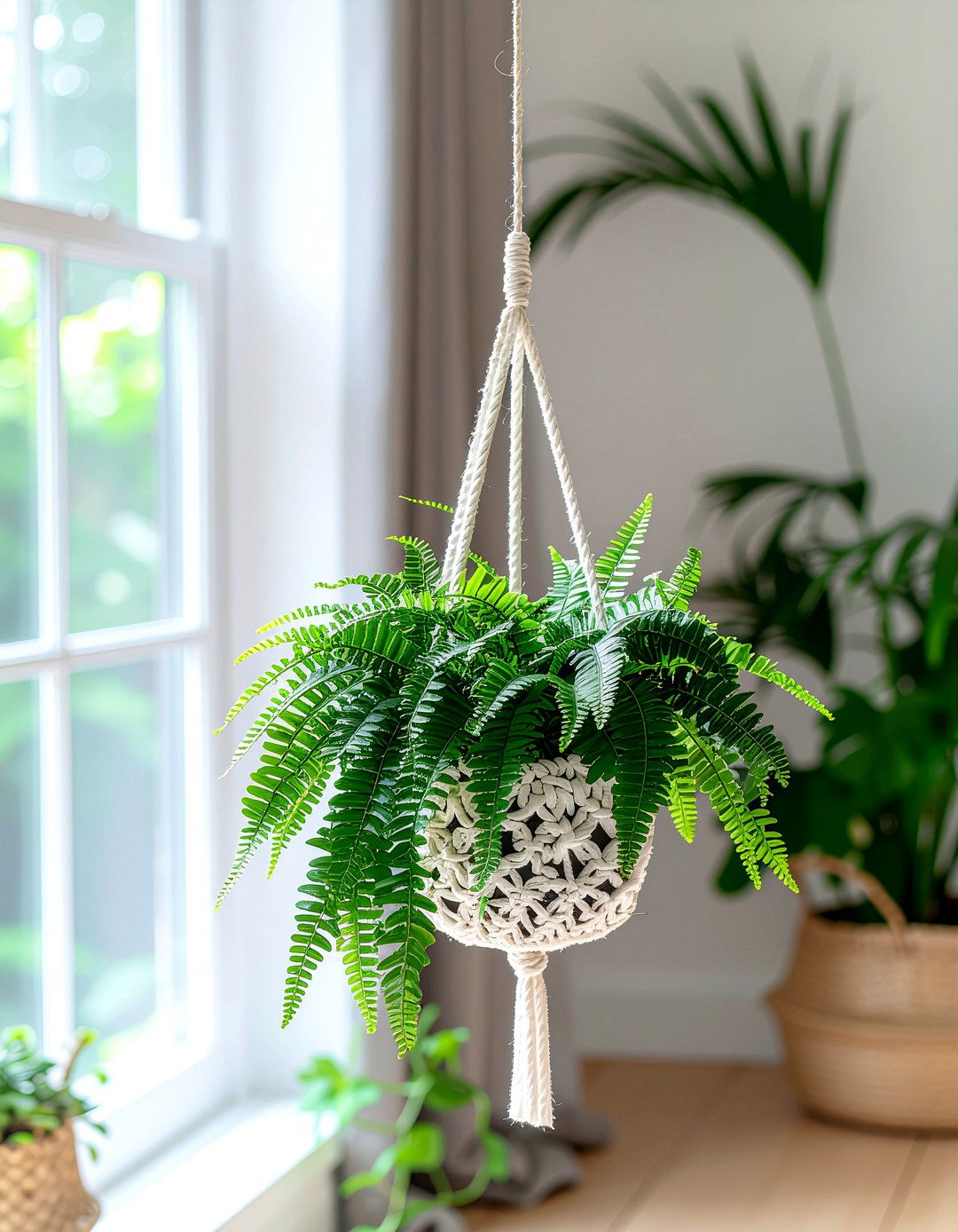 Fern macrame hanger - 30 fern decor ideas
