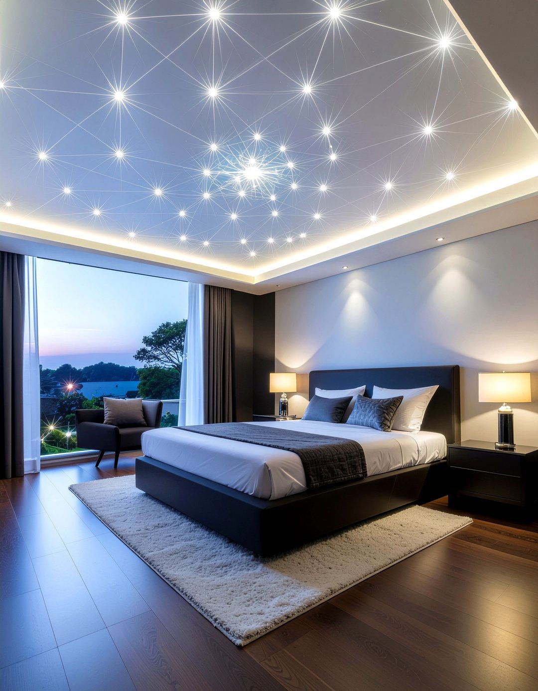 Fiber optic ceiling - 30 galaxy bedroom ideas