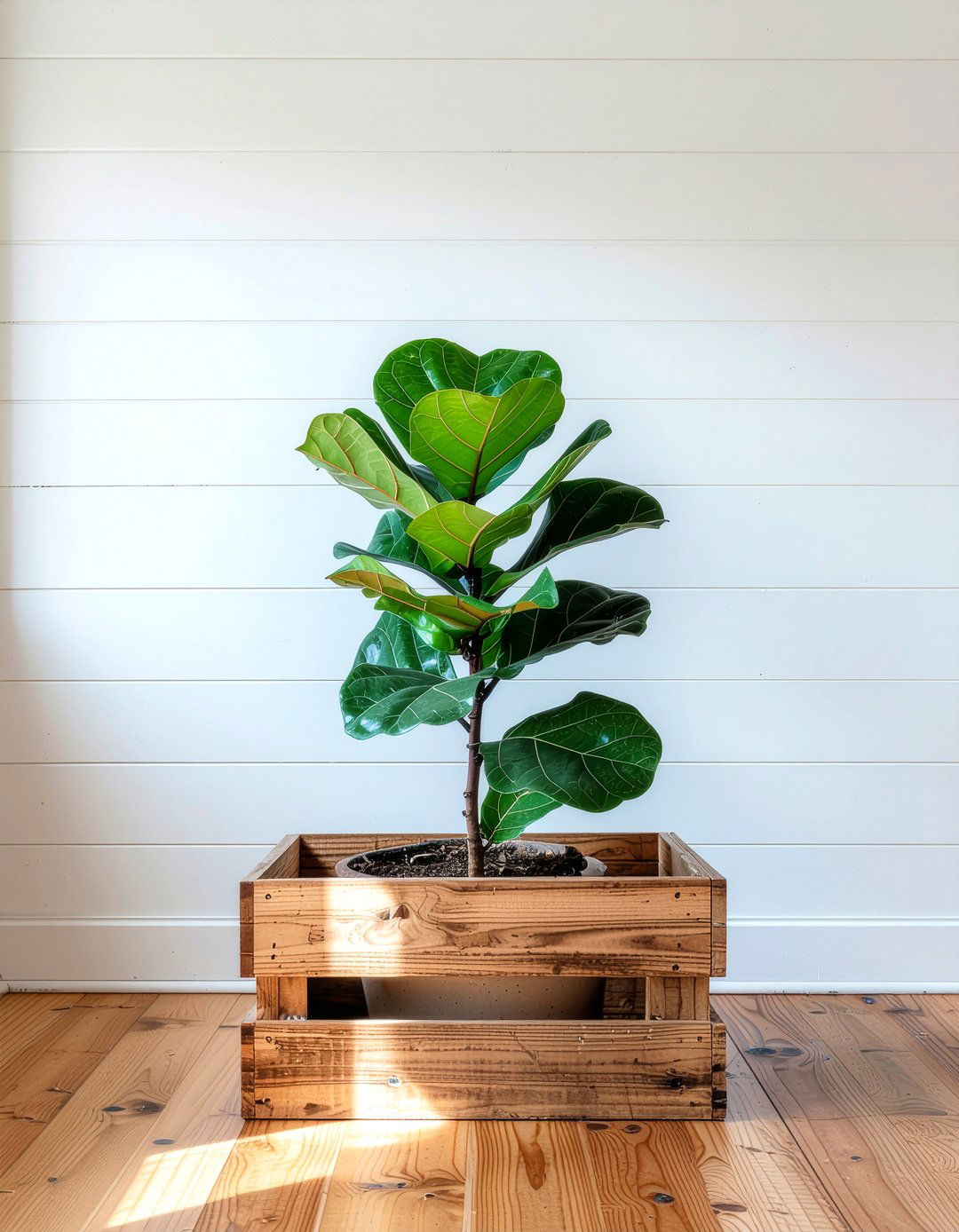 Fiddle Leaf Fig In Wooden Planter Box - 30 fiddle leaf fig ideas