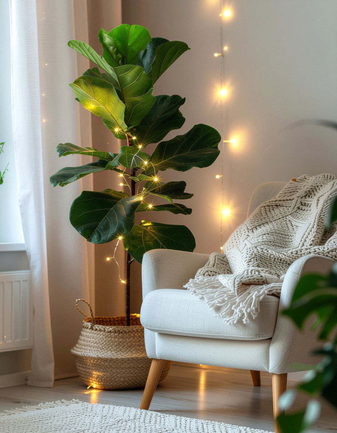 Fiddle Leaf Fig With Fairy Lights - 30 fiddle leaf fig ideas