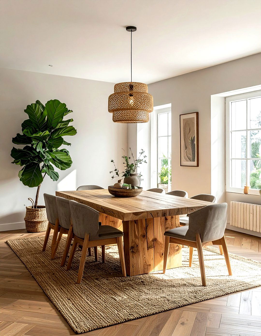 Fiddle leaf fig in corner - 30 dining room fiddle leaf fig ideas