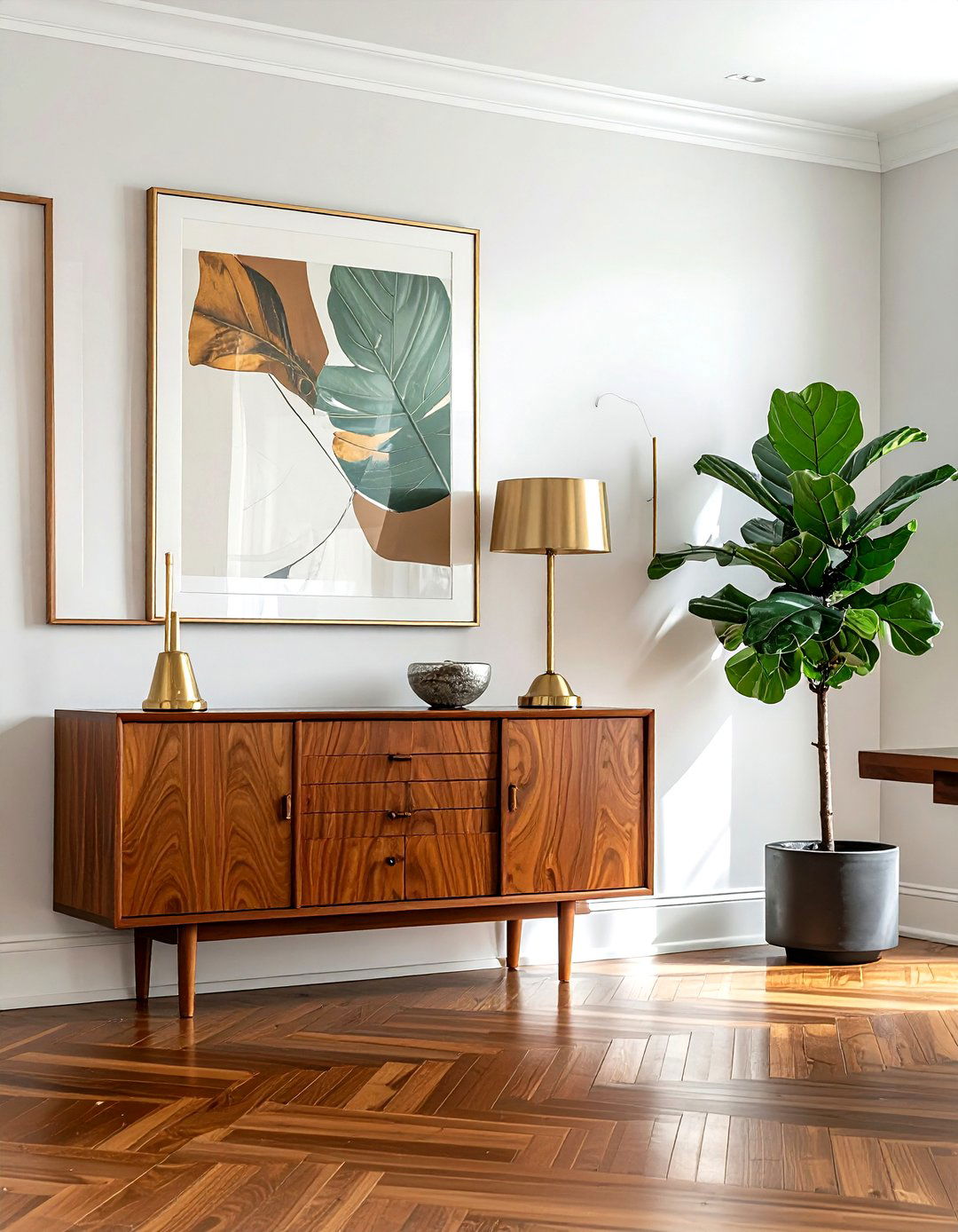 Fiddle leaf fig next to sideboard - 30 dining room fiddle leaf fig ideas