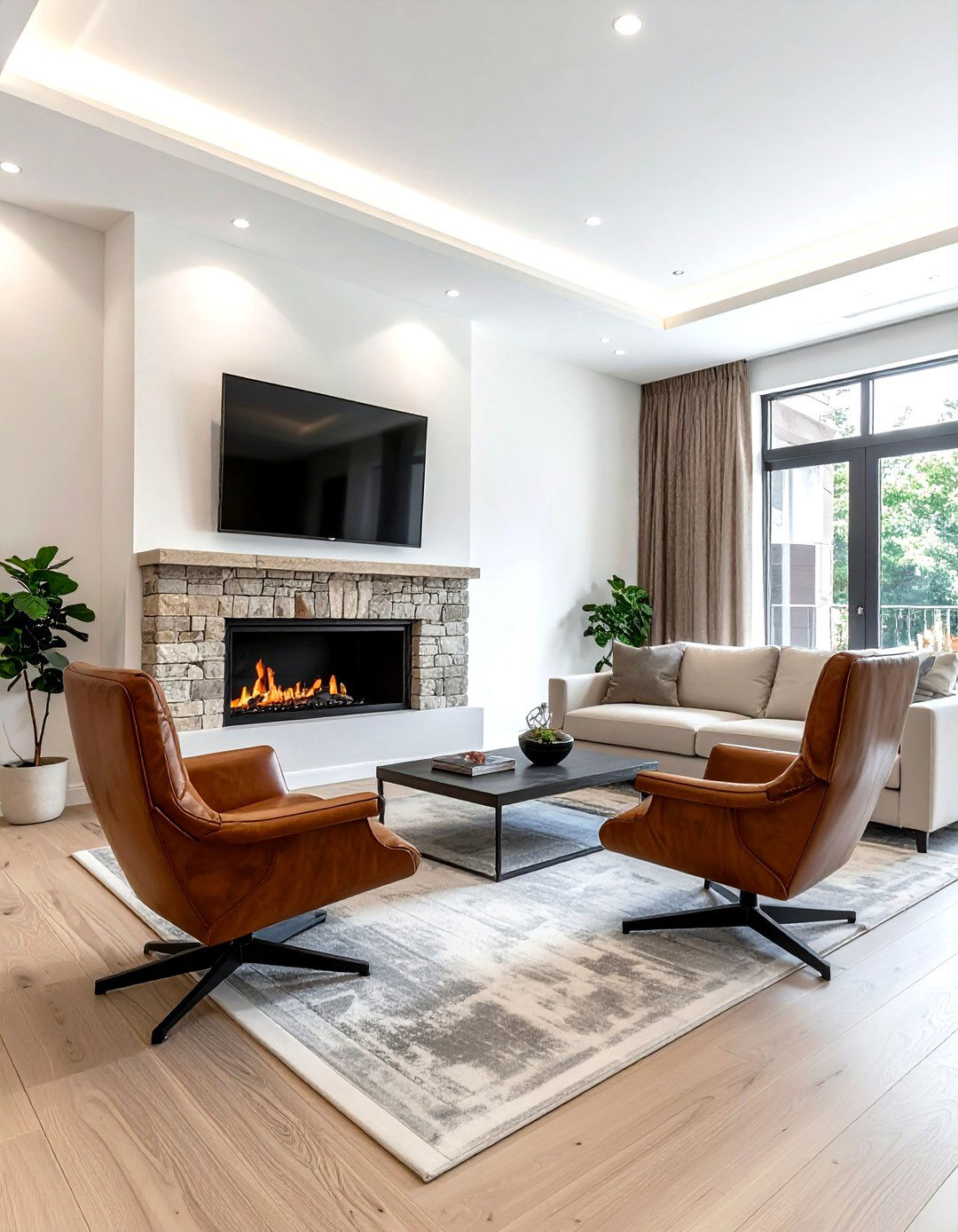 Fireplace And TV Layout - 30 living room furniture arrangement