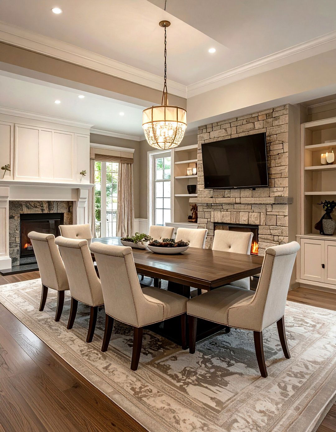 Fireplace Centered Dining Room - 30 dining room furniture layout