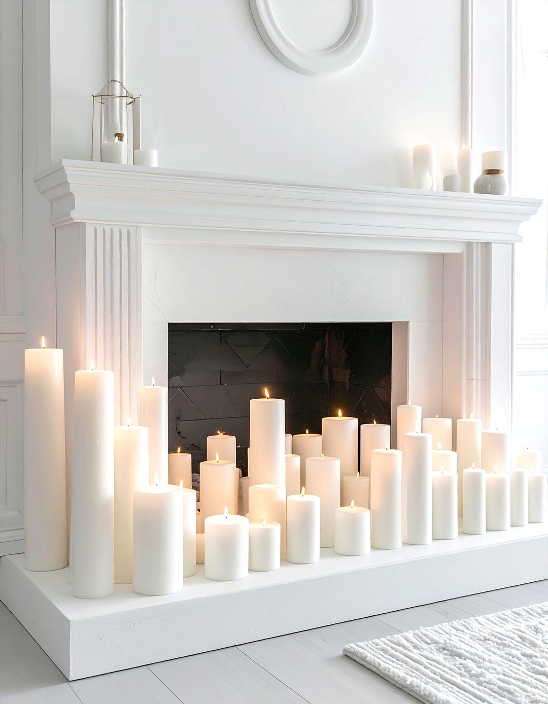 Fireplace Hearth Candles - 30 candle decor ideas