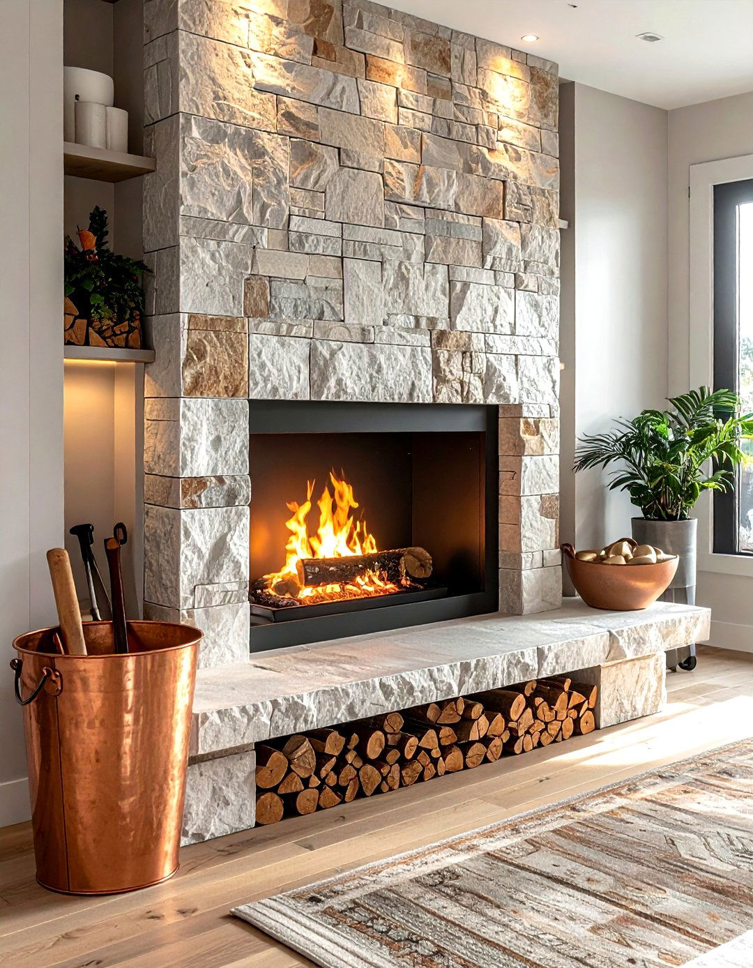 Fireplace Hearth Storage - 30 living room storage solutions