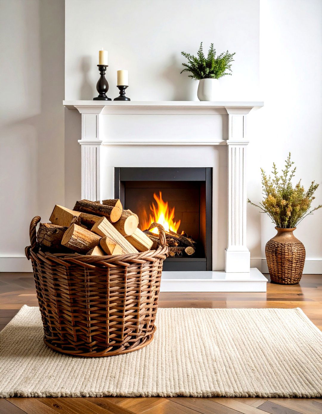 Fireplace Log Basket - 30 decorative basket ideas