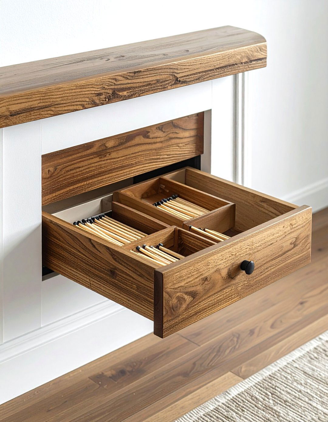 Fireplace Mantle Drawer - 30 living room hidden storage ideas