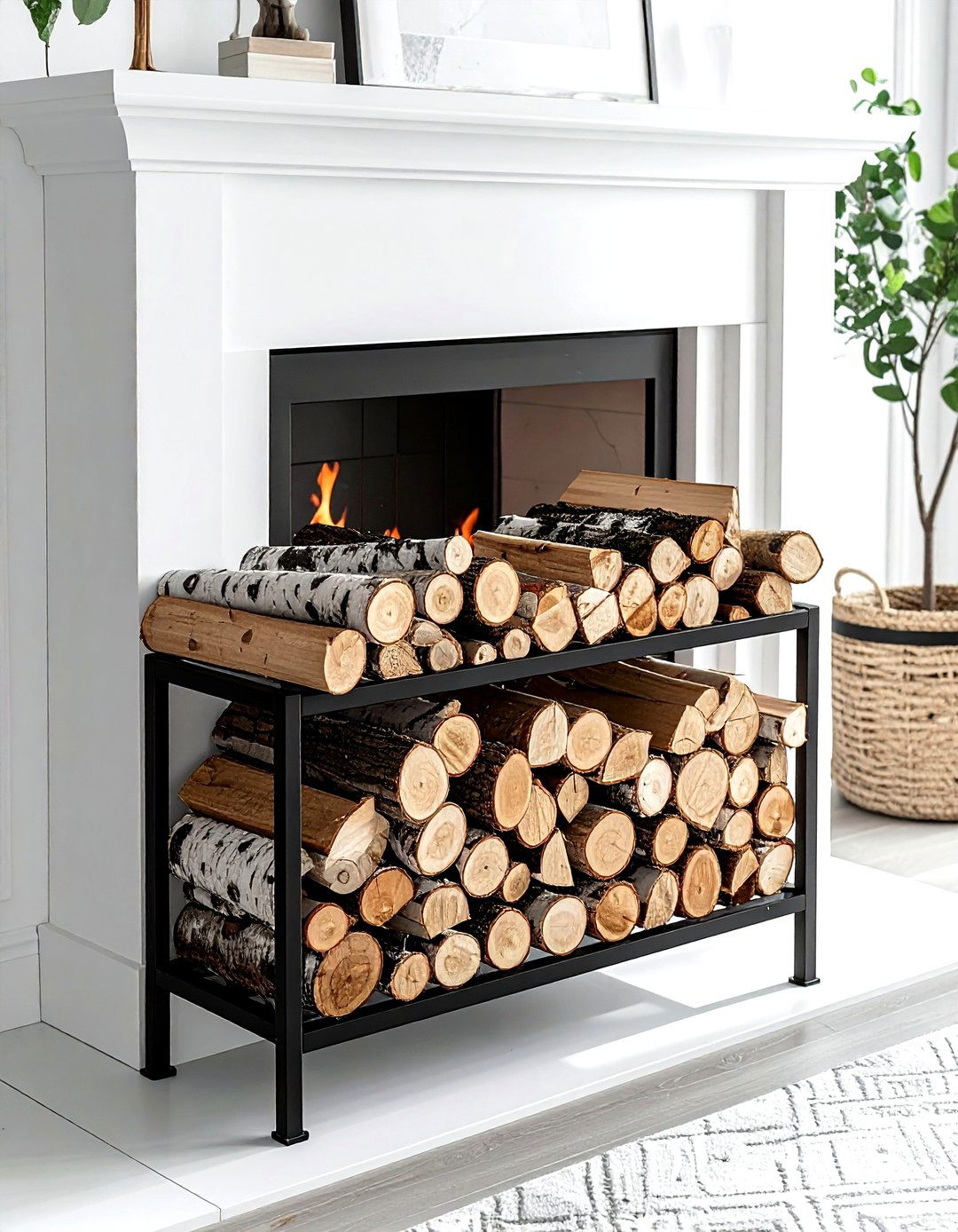 Fireplace Storage - 30 living room organization hacks