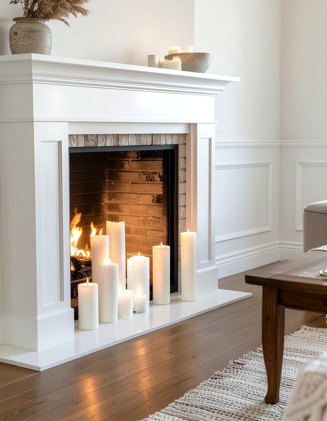 Fireplace candle arrangement - 30 fireplace decor ideas