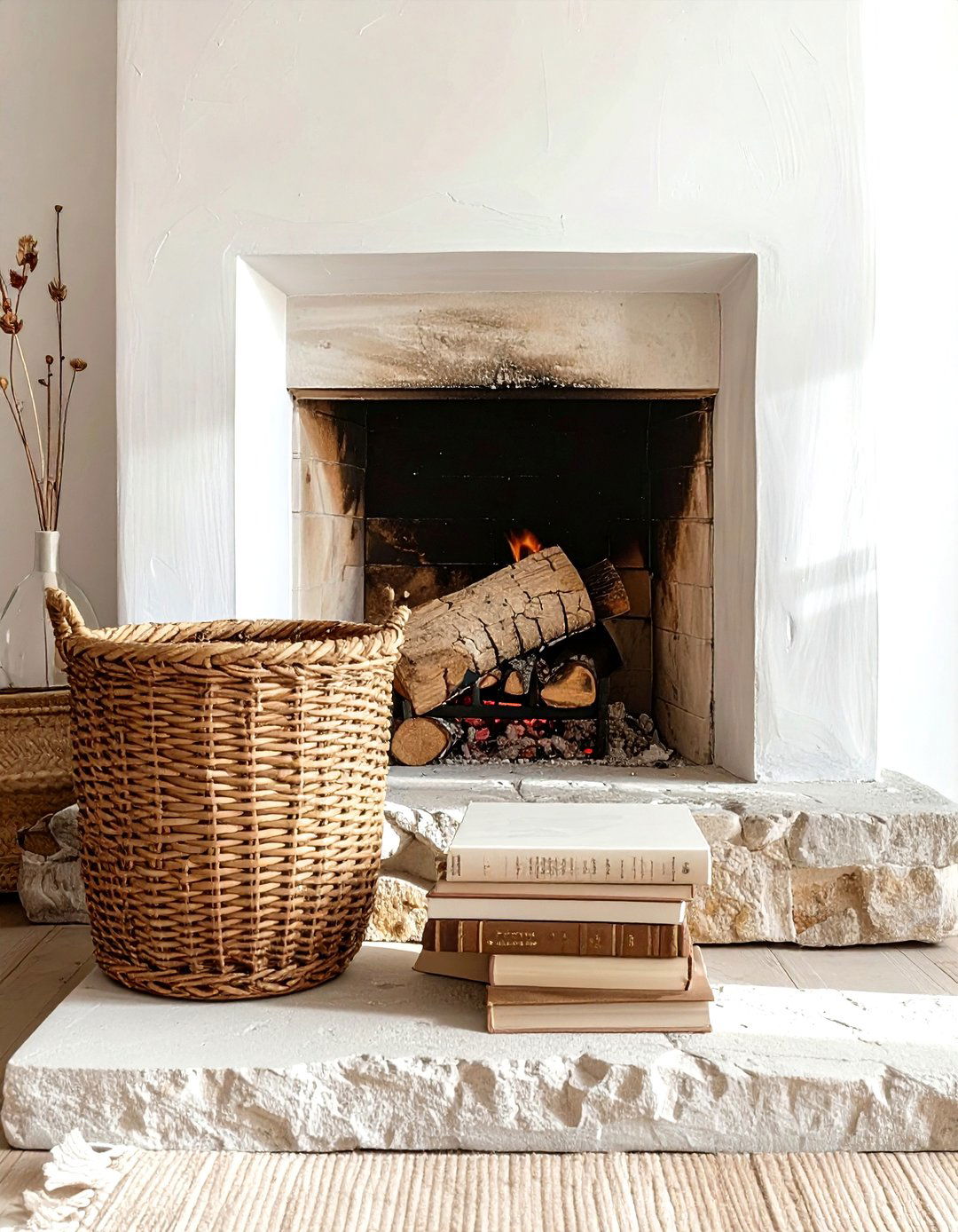 Fireplace hearth book styling - 30 book decor ideas