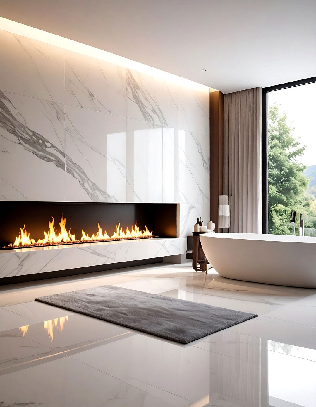 Fireplace in bathroom