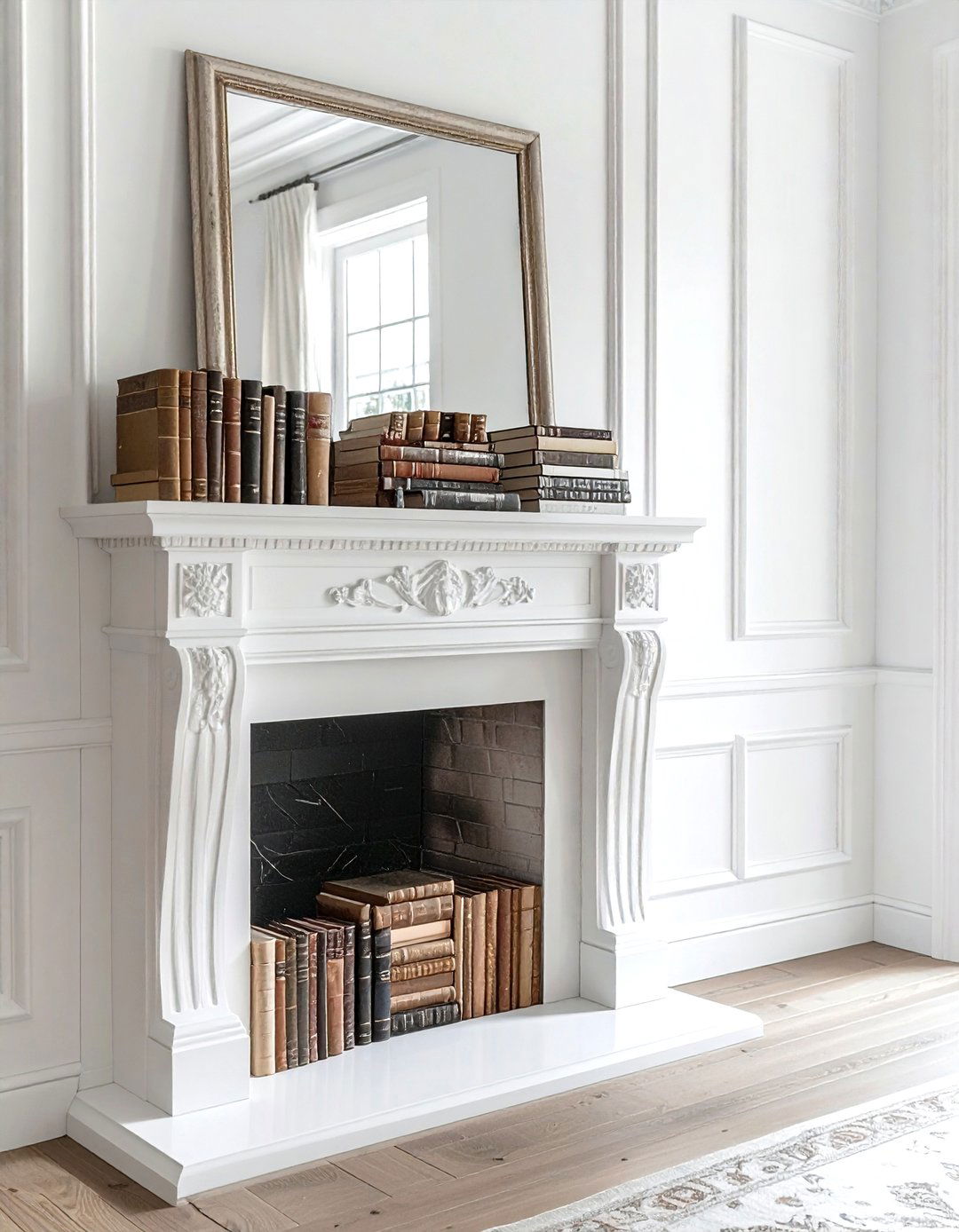 Fireplace mantel books - 30 book styling ideas