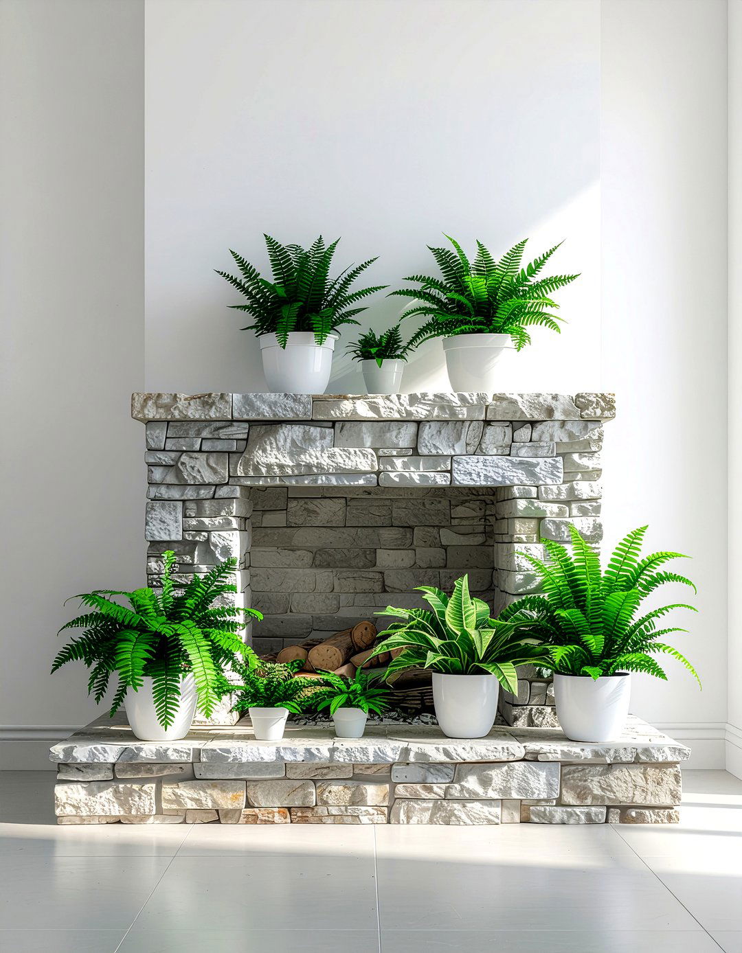 Fireplace mantel greenery - 30 fireplace decor ideas
