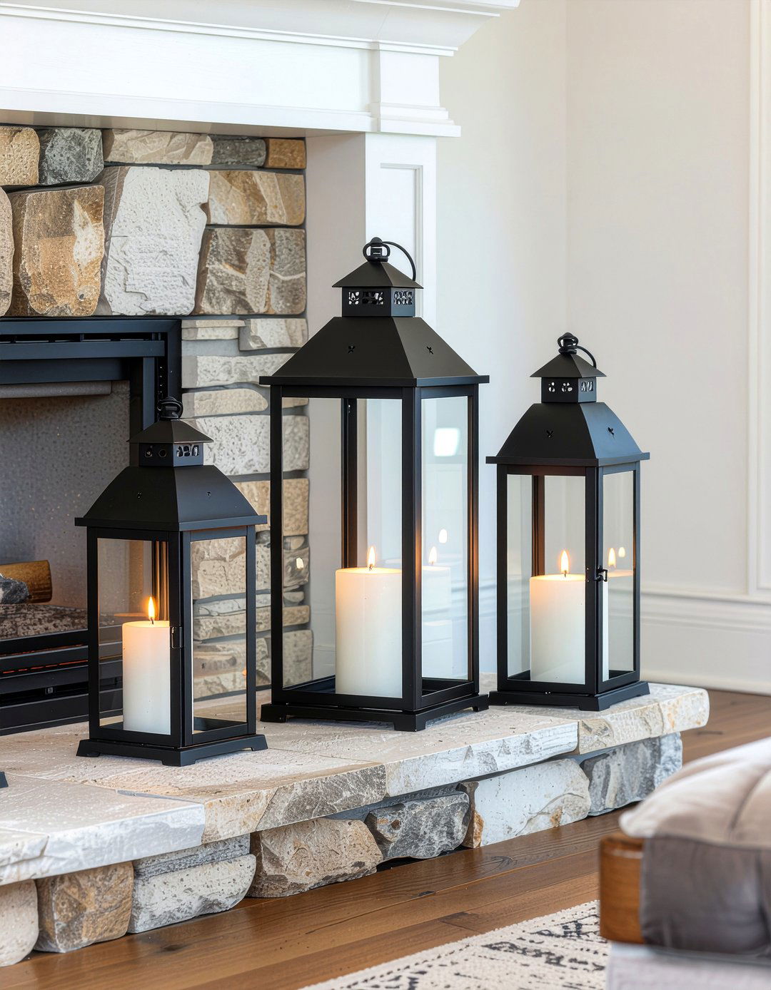 Fireplace mantel lantern - 30 fireplace decor ideas