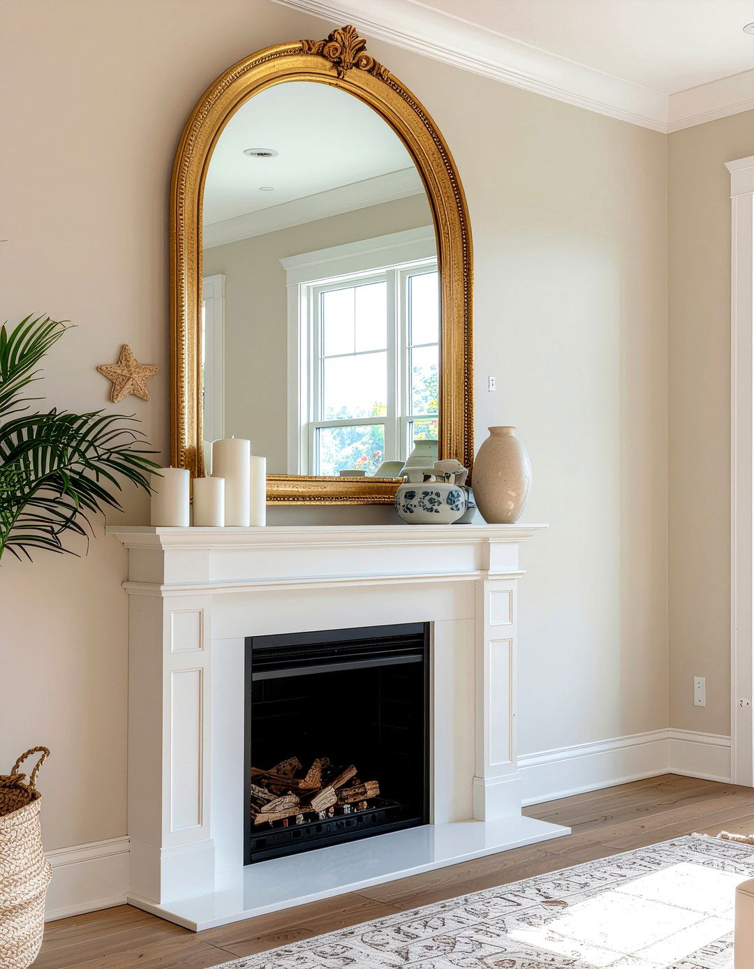 Fireplace mantel mirror - 30 fireplace decor ideas
