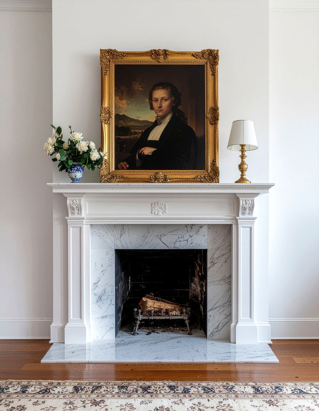 Fireplace mantel portrait - 30 fireplace decor ideas