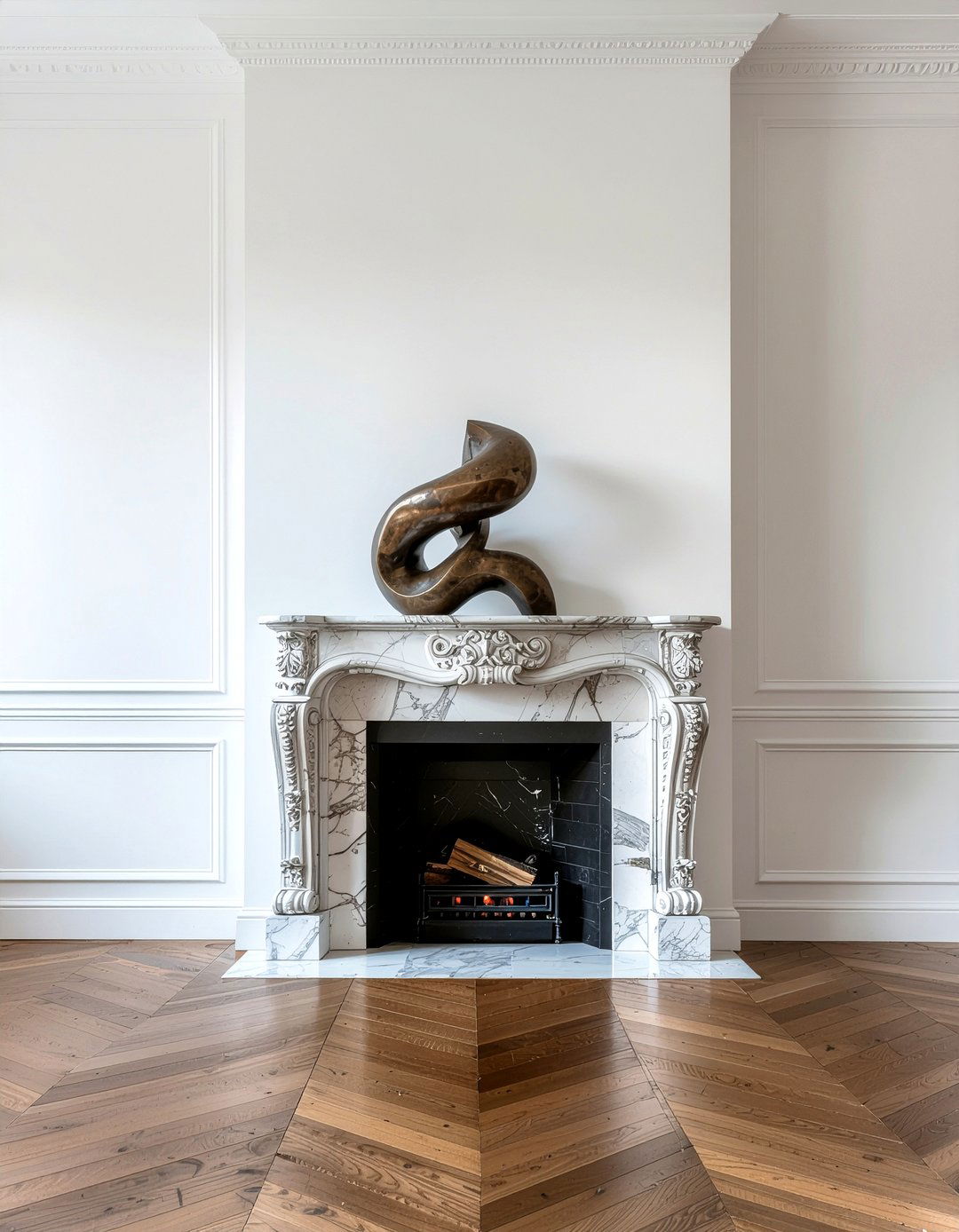 Fireplace mantel sculpture - 30 fireplace decor ideas