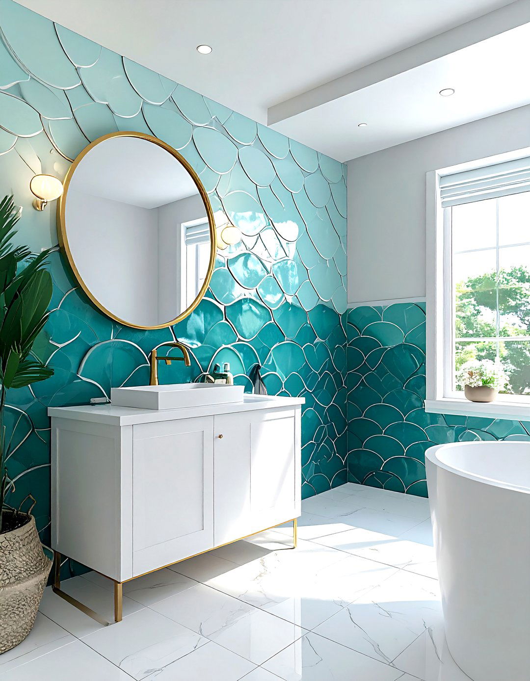 Fish Scale Tile - 30 nautical bathroom ideas