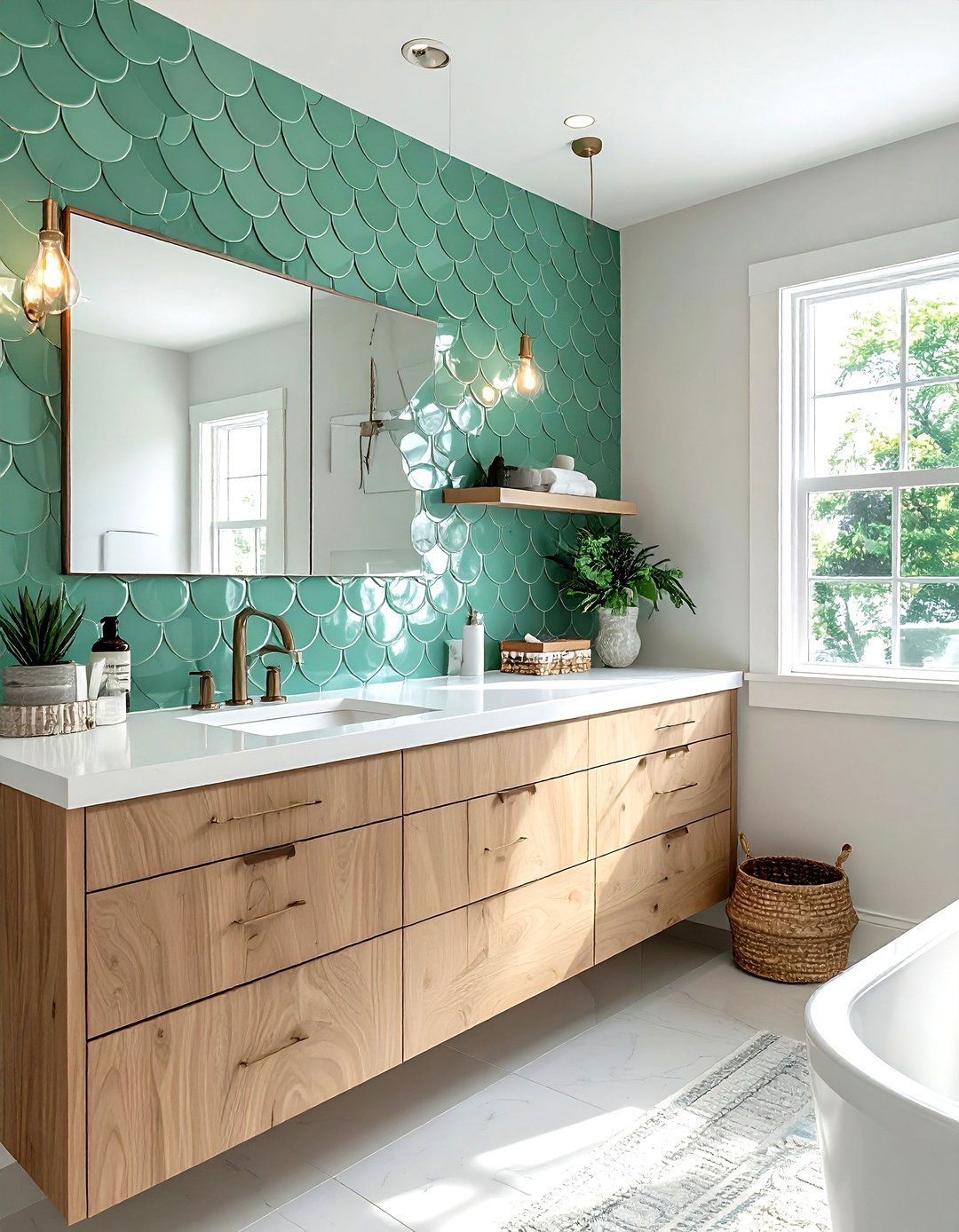 Fish Scale Tile - 30 bathroom backsplash ideas