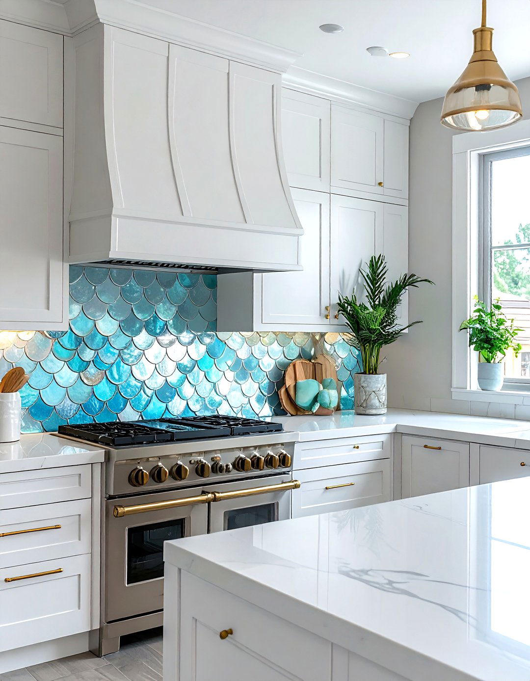 Fish scale backsplash - 30 nautical kitchen ideas