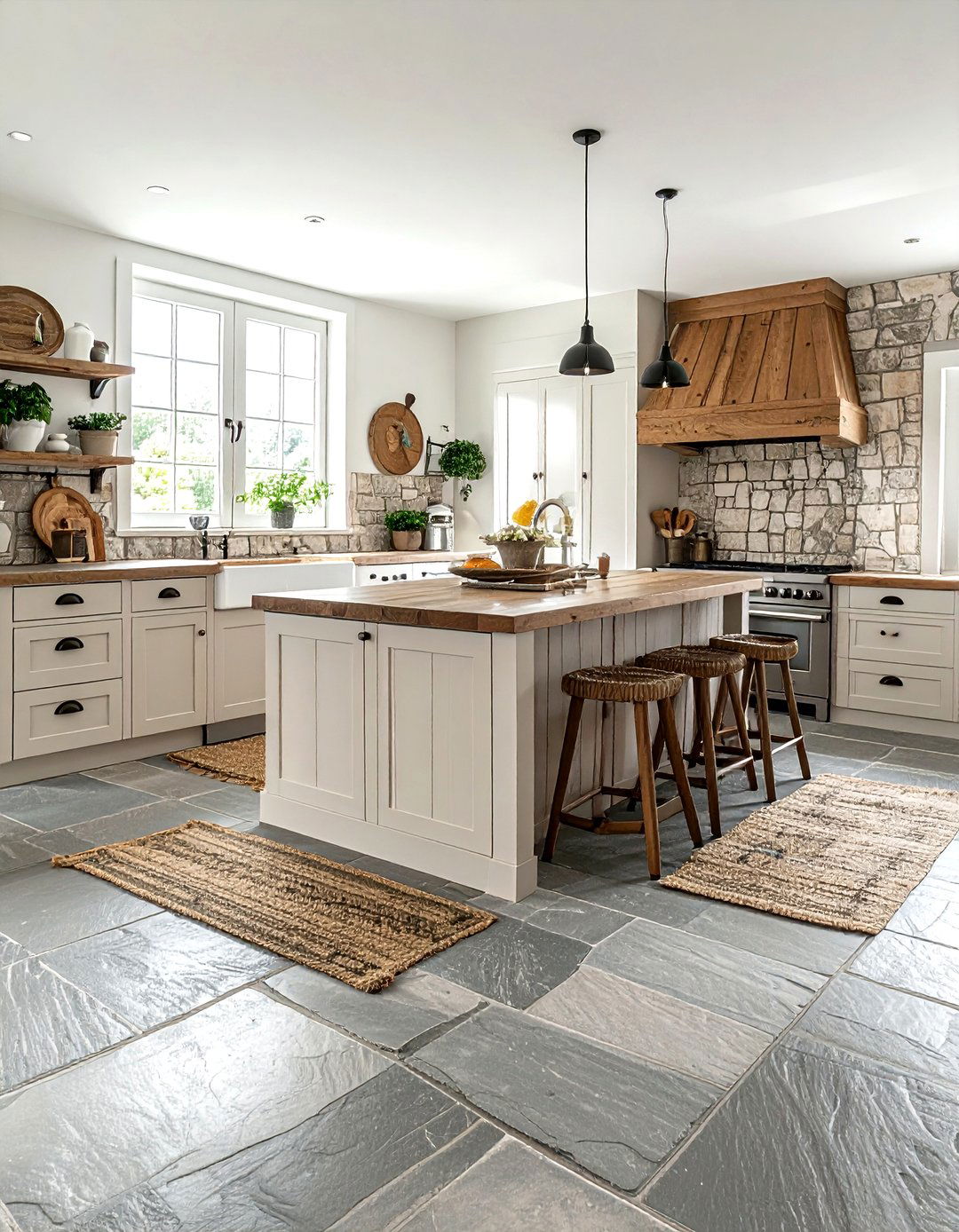 Flagstone Kitchen Floor - 30 English country kitchen ideas
