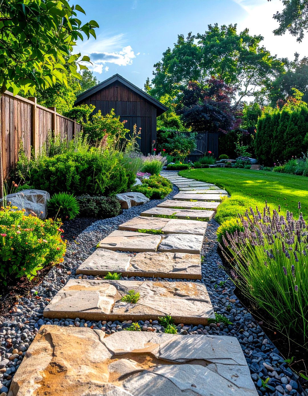 Flagstone garden walkway - 30 stone decor ideas