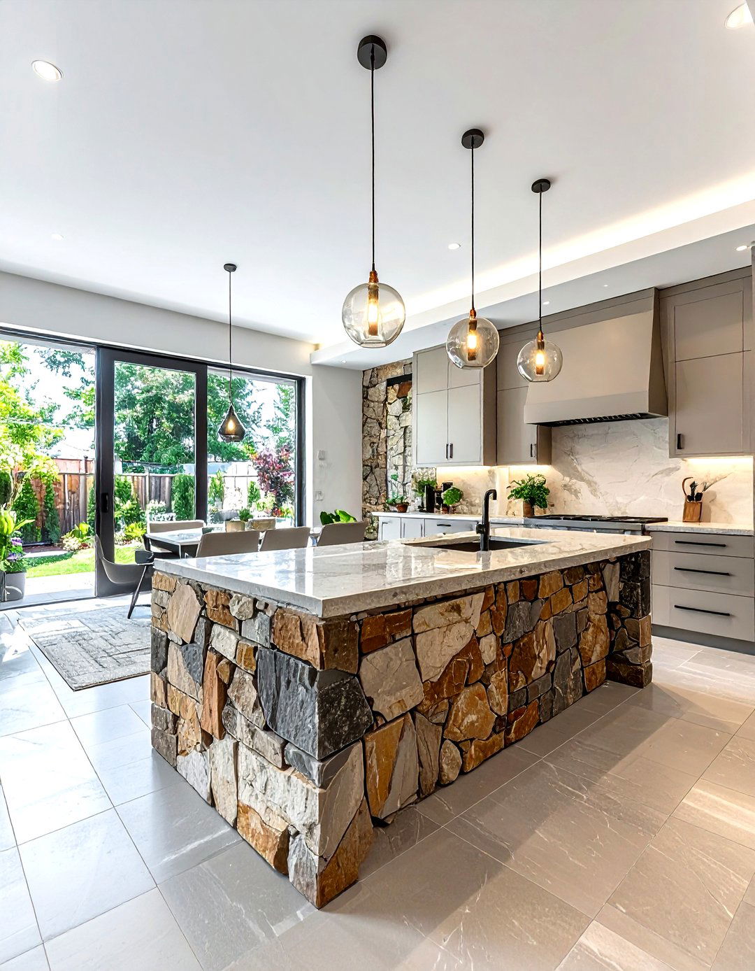 Flagstone kitchen wall - 30 kitchen stone wall ideas