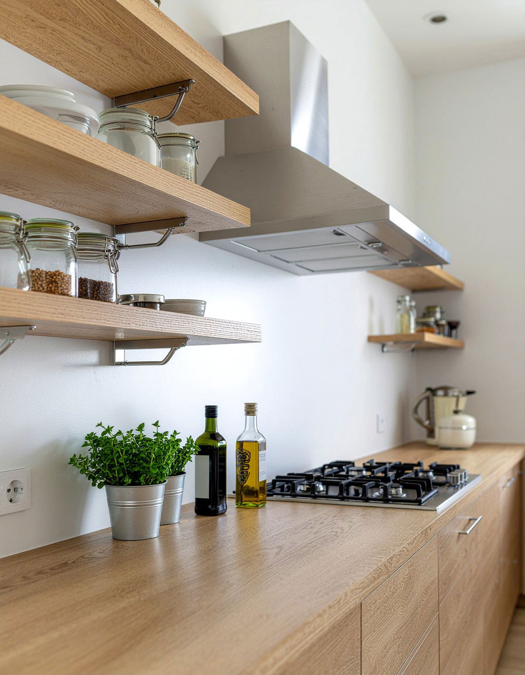 Flanking Range Hood Shelving - 30 open shelving kitchen ideas