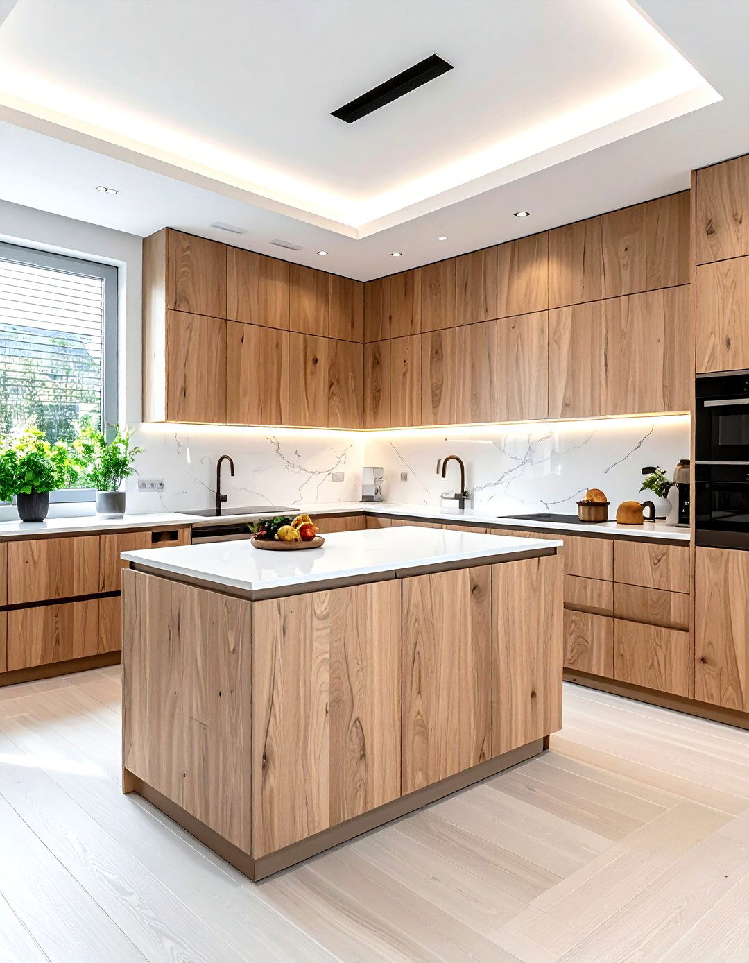 Flat Panel Wood Cabinets - 30 light wood kitchen ideas