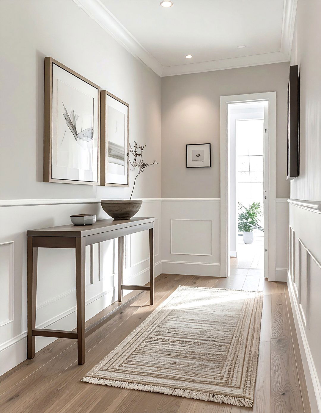 Flat panel wainscoting hallway - 30 wainscoting ideas