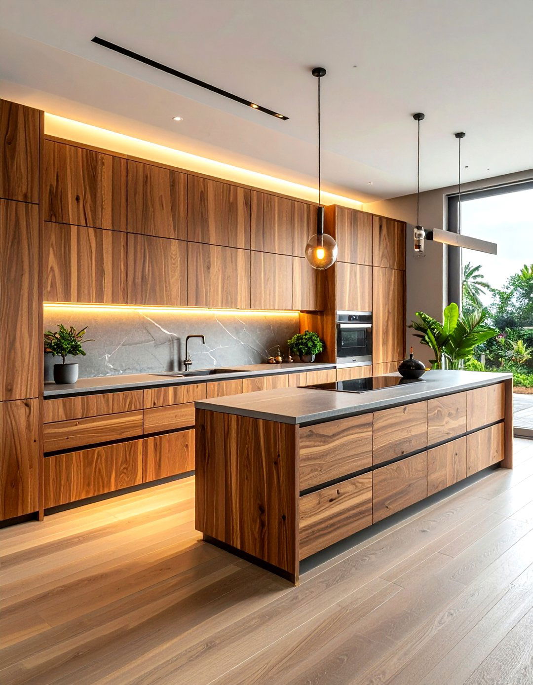 Flat panel wood cabinets - 30 natural wood kitchen cabinet ideas