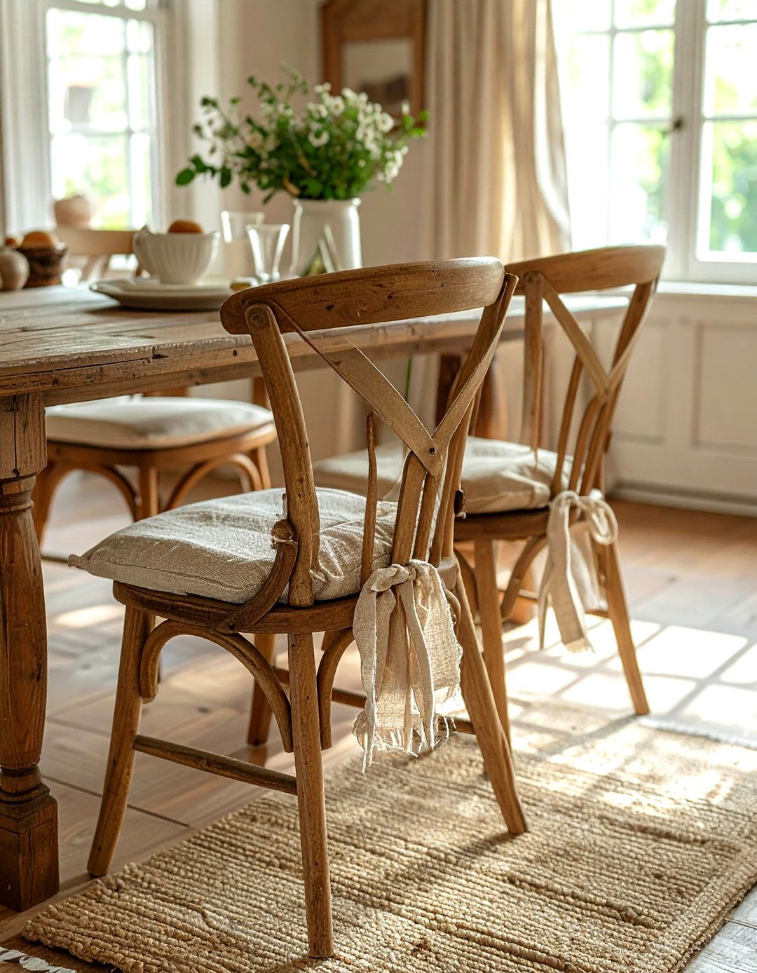 Flax Linen Chair Pads - 30 linen dining room ideas
