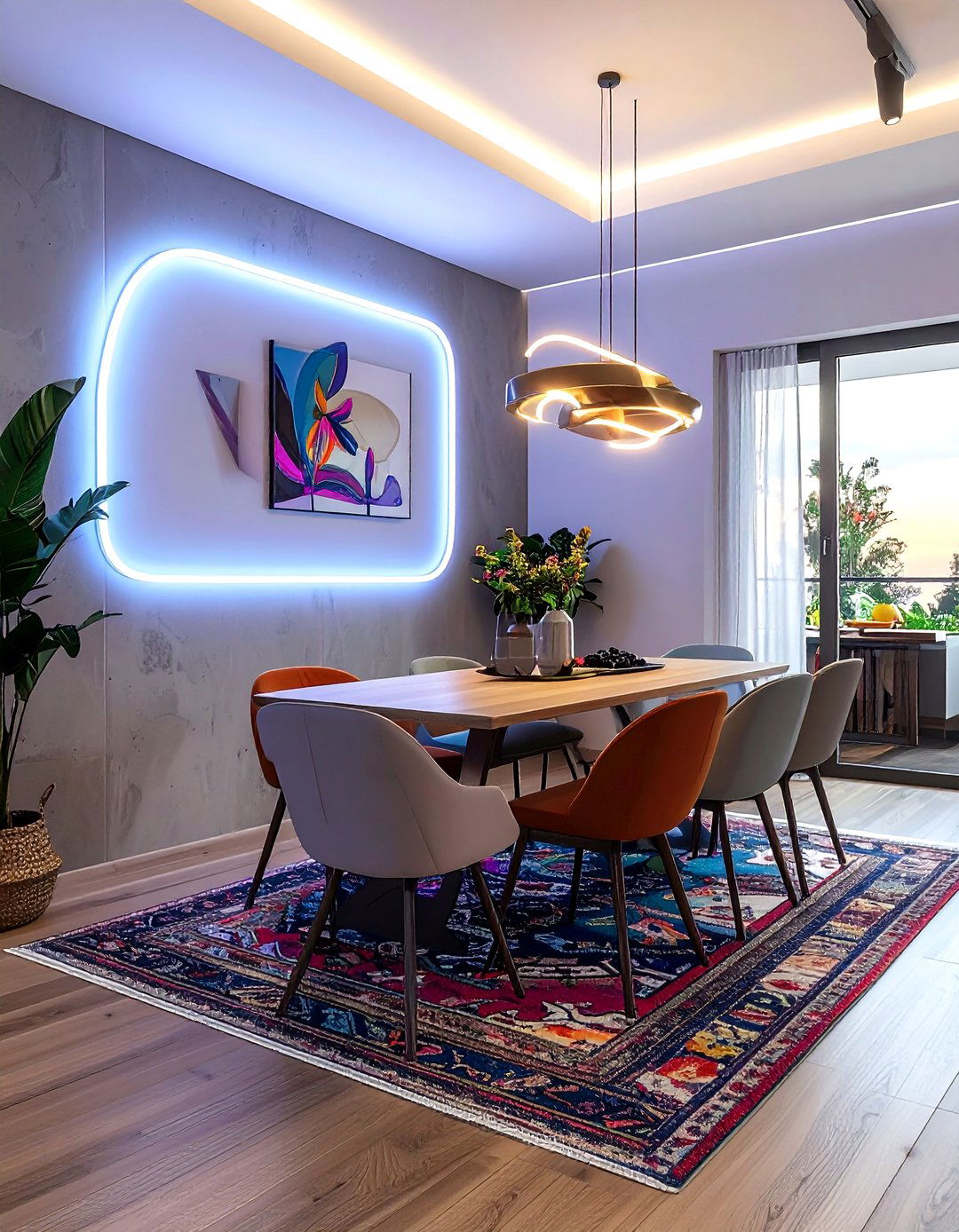 Flexible LED Neon Strip - 30 dining room LED lighting ideas