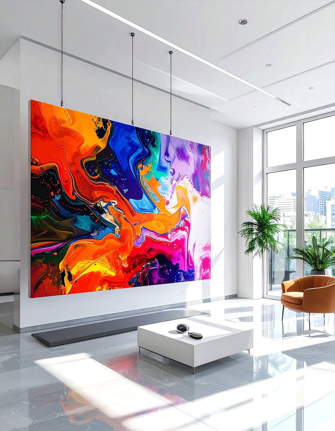 Floating Art Partition - 30 living room partition ideas