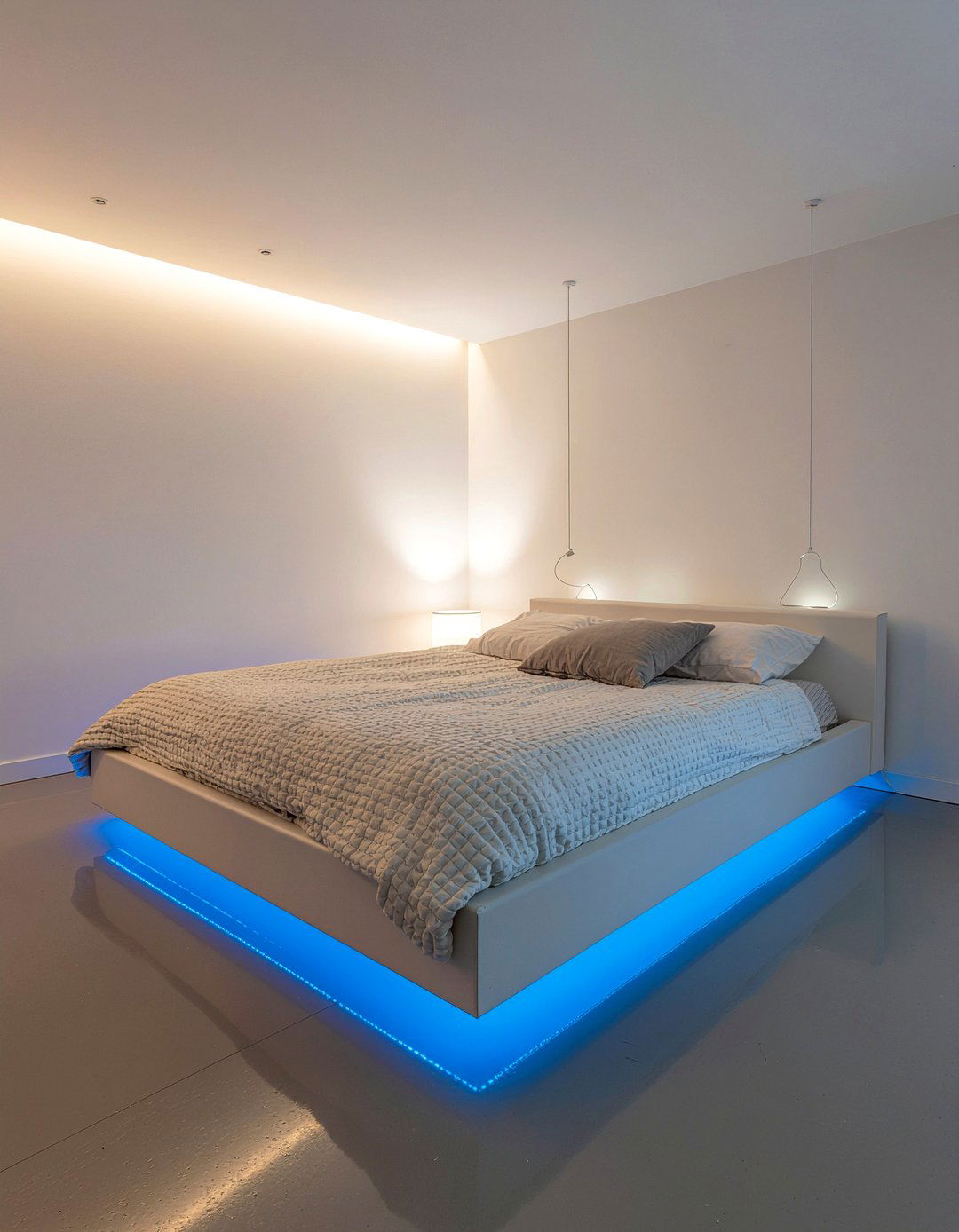 Floating Bed String Lights - 30 bedroom string lights ideas