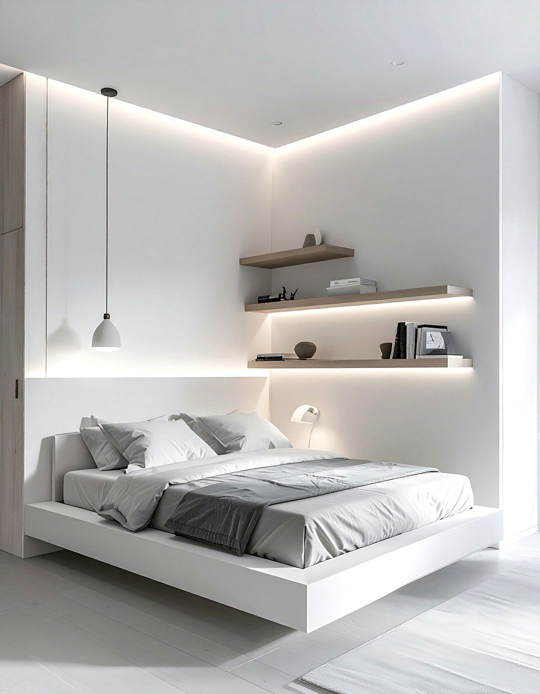 Floating Bedside Shelves - 30 airy bedroom ideas
