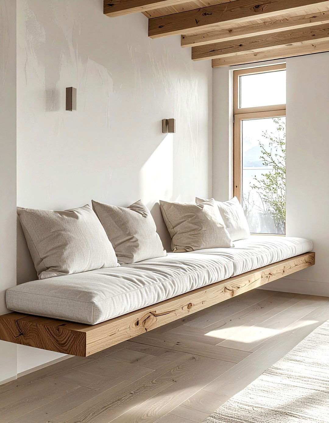 Floating Bench Seating - 30 living room space saving ideas