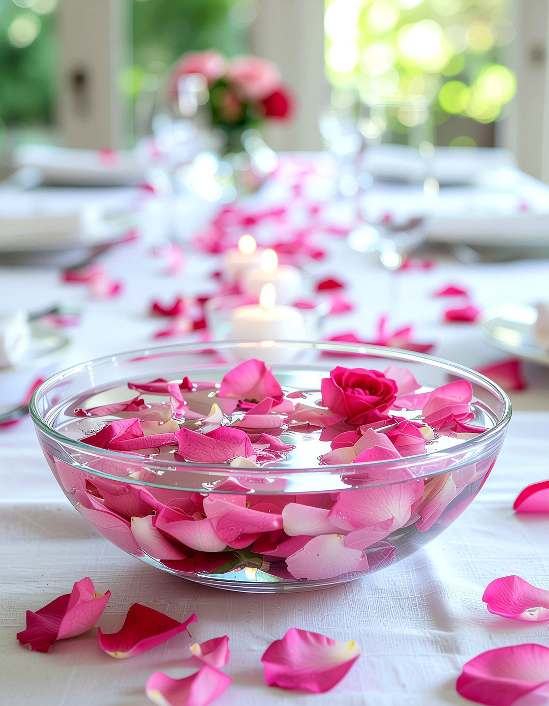 Floating Blossom Candle Bowl - 30 candle centerpiece dining ideas