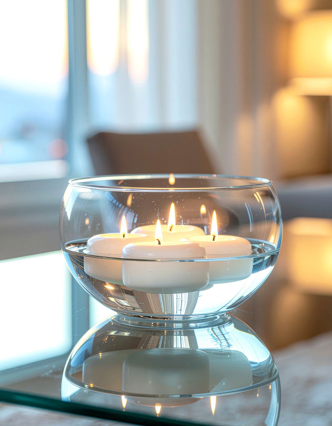 Floating Candle Bowl - 30 minimalist centerpiece dining ideas