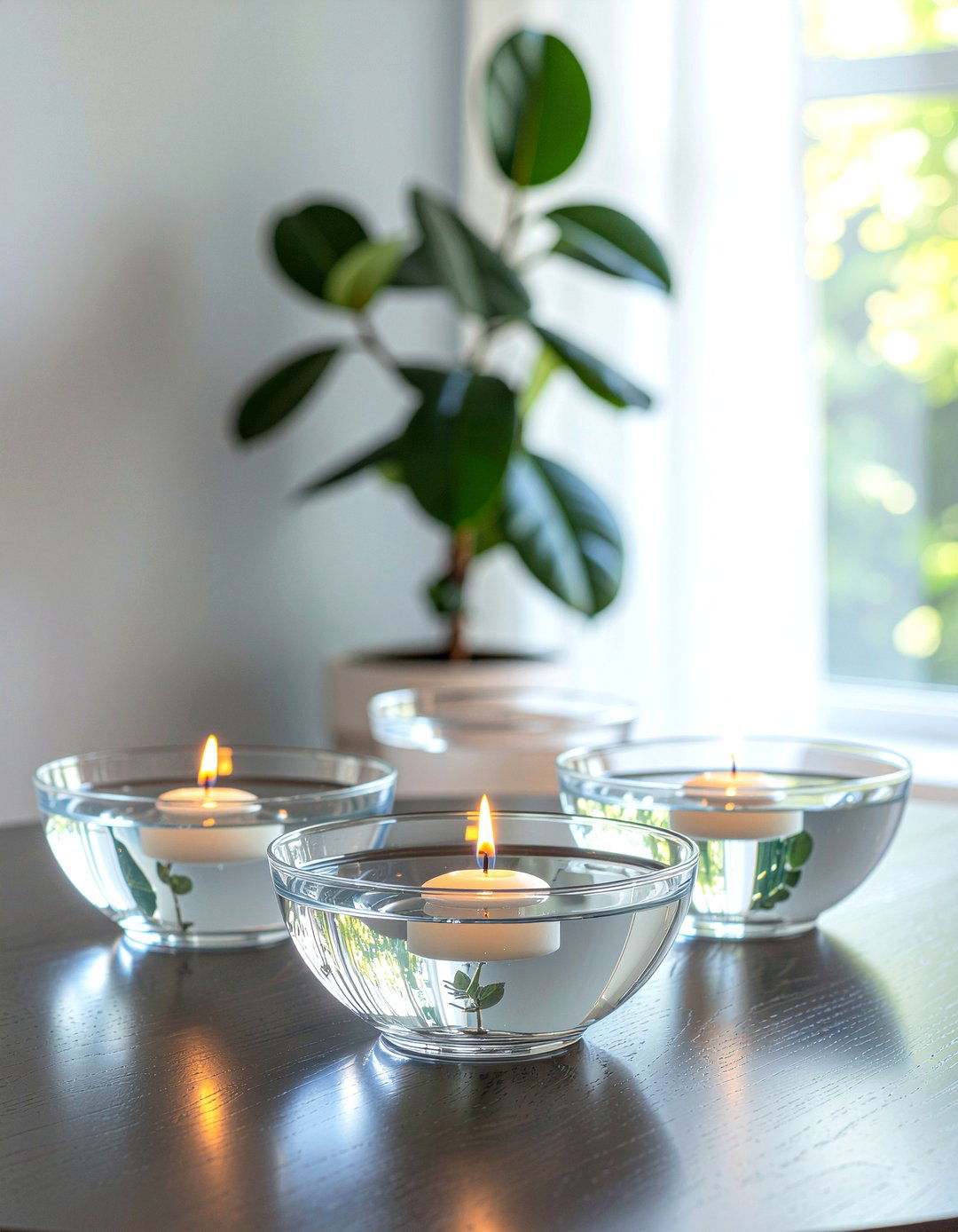 Floating Candle Glass Bowl Centerpiece - 30 candlelit dining room ideas