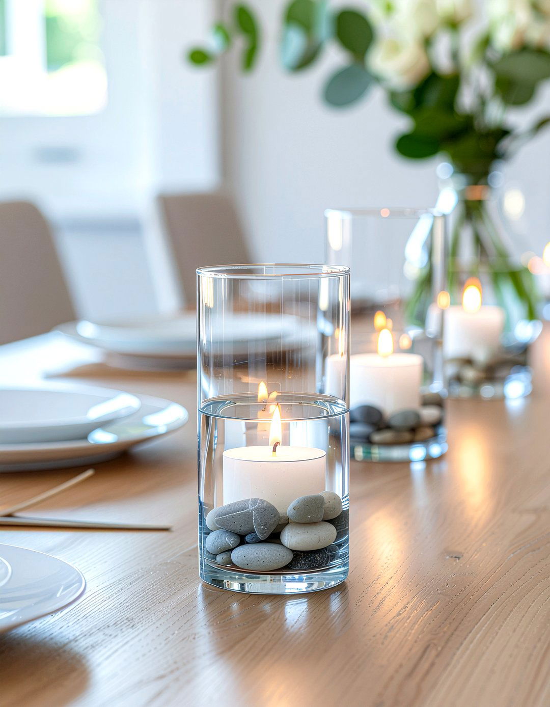 Floating Candle In Glass Cylinder - 30 candle centerpiece dining ideas