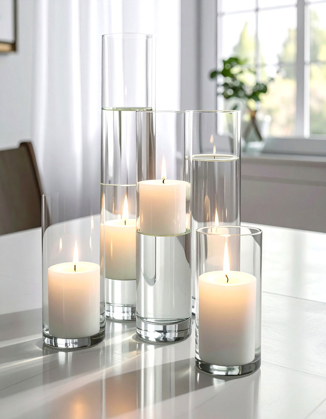 Floating Candle In Tall Cylinder - 30 tall centerpiece dining ideas