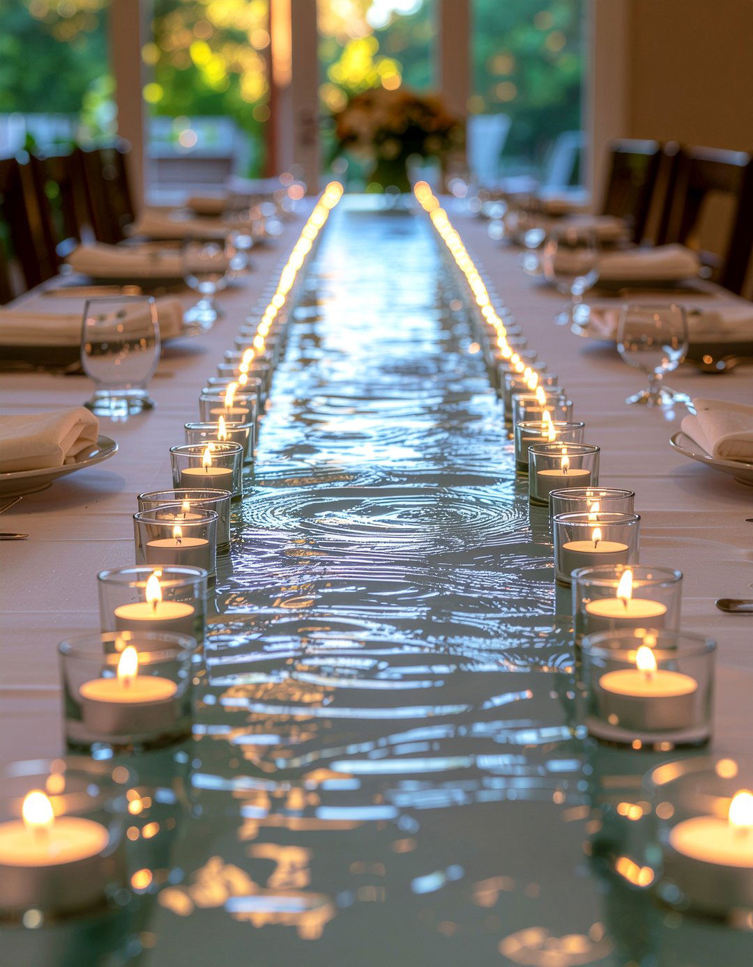 Floating Candle Runner - 30 runner centerpiece dining ideas